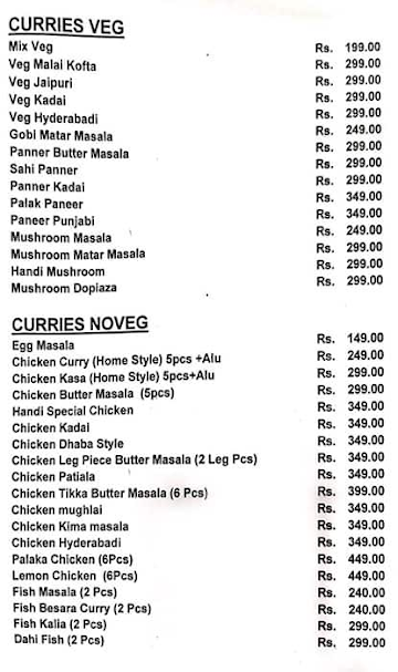 Adi's Premium Dhaba menu 