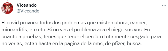 El covid provoca todos los problemas que existen ahora, cancer, miocarditis, etc etc. Si no ves el problema aca el ciego sos vos. En cuanto a pruebas, tenes que tener el cerebro totalmente cesgado para no verlas, estan hasta en la pagina de la oms, de pfizer, busca.