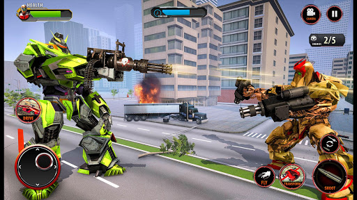 Flying Army Car Transform Robot Shooting Game