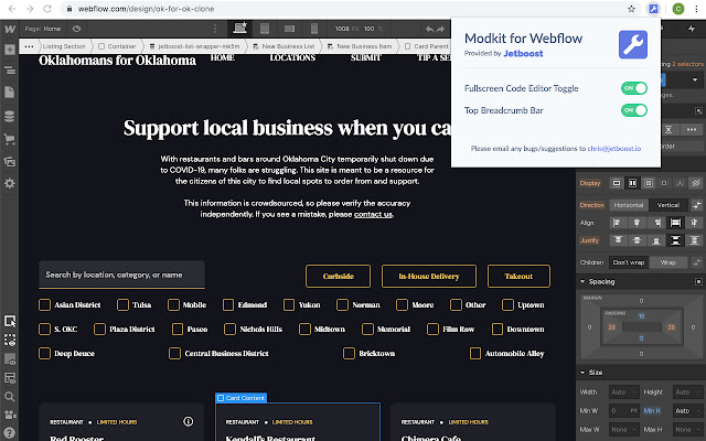 Modkit for Webflow chrome extension