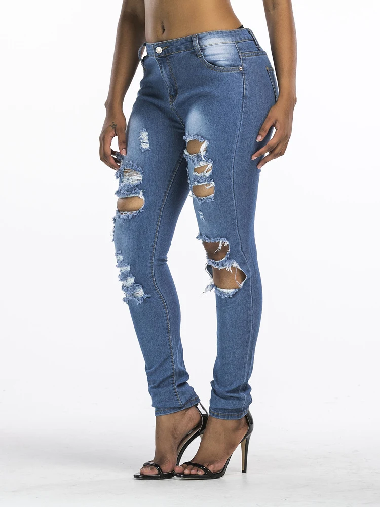 Title 6, Pantalon en jean déchiré pour femme, tendance m...