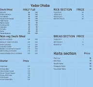 R.K. Yadav Dhaba menu 1