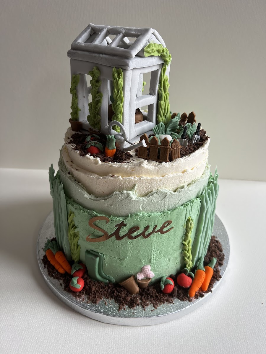 Gluten and dairy free gardener themed birthday cake