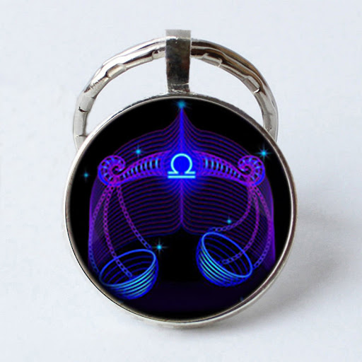 Title 12, Twelve Constellation 25mm Time Gem Metal Keycha...