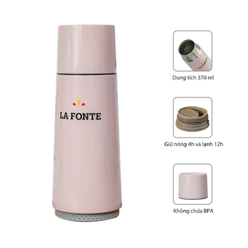 Bình giữ nhiệt La Fonte 370ml màu hồng - 000891