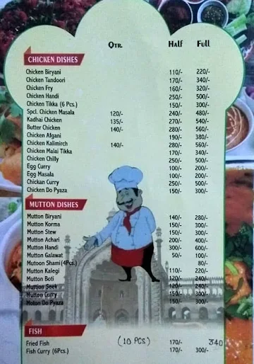 Wahid Biryani menu 