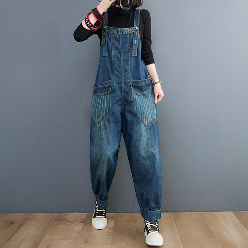 Title 5, Large Size Womens Korean Jeans with Suspenders...