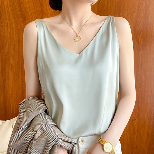 Title 12, Sleeveless Silk Satin Ladies Camisole Bottoming...