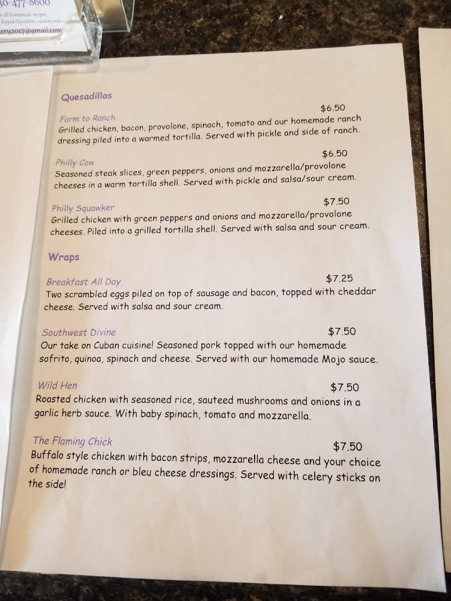Purple Door Bakery gluten-free menu