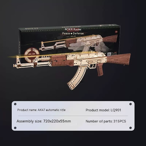 Title 2, Wooden Submachine Gun Toy 3D Puzzle Model for K...