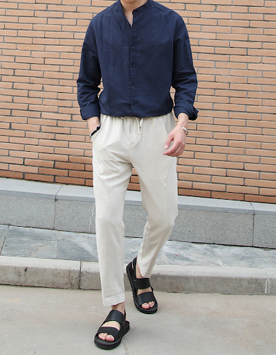 Title 5, Mens Retro Standing Collar Linen Shirt. Offers...