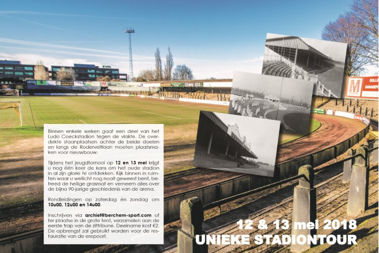 Doe op 12 en 13 mei mee aan de unieke stadiontour in het Ludo Coeckstadion van Berchem Sport