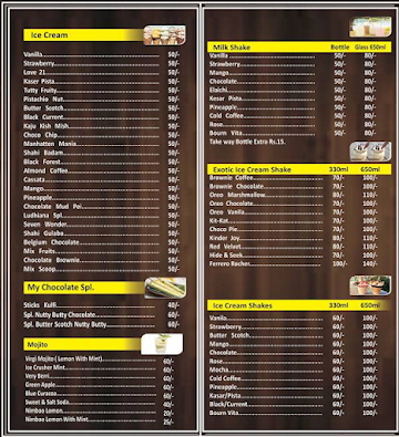 My Chocolate menu 