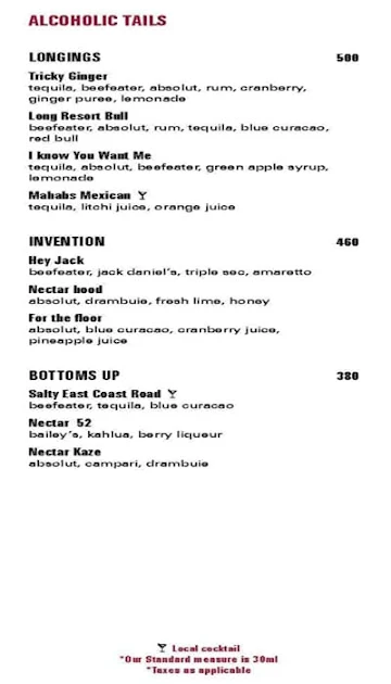 Nectar menu 