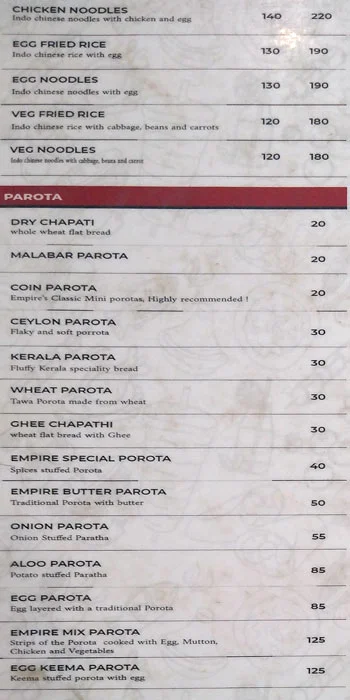 Pai Restaurant menu 