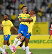 Matias Esquivel of Sundowns celebrates his goal during the Nedbank Cup last 32 against La Masia. 