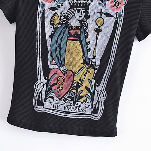Title 9, Womens Retro Trendy Poker Print Short T-shirt