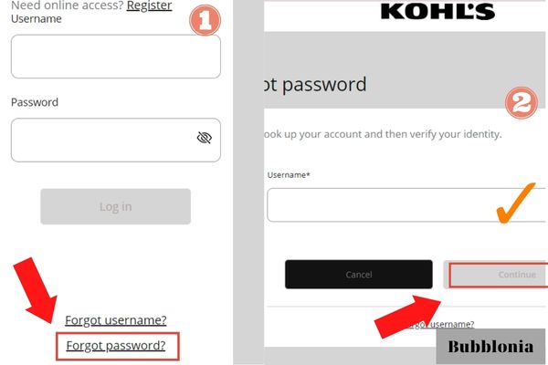 forgot kohls password