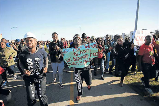 NO GO: WSU Mthatha students were stopped yesterday from marching to the Bhisho Legislature Picture: SINO MAJANGAZA