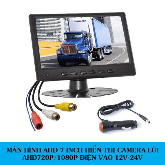 Màn Hình Ahd 7 Inch Hiển Thị Camera Lùi, Lề Ahd720P/1080P Chân Cắm Av, Điện Vào 12 - 24V