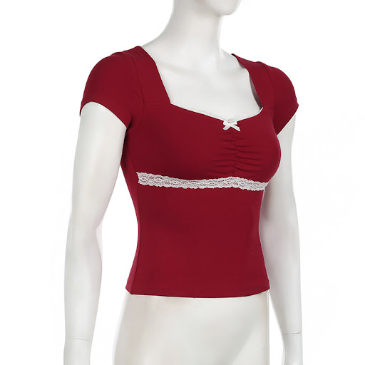 Title 13, Summer Square Collar Slimming Short Top – Achie...