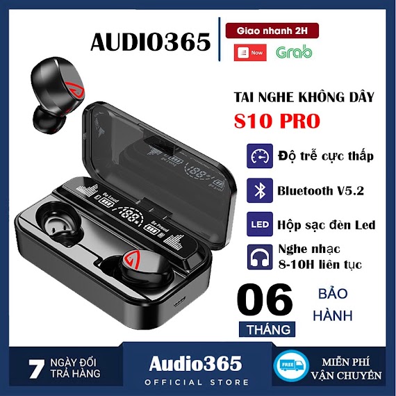 Tai Nghe Bluetooth S11/S10 Pro Chống Nước Ipx7, Nghe Nhạc 90H, Kiêm Sạc Dự Phòng 4800Mah - Audio365