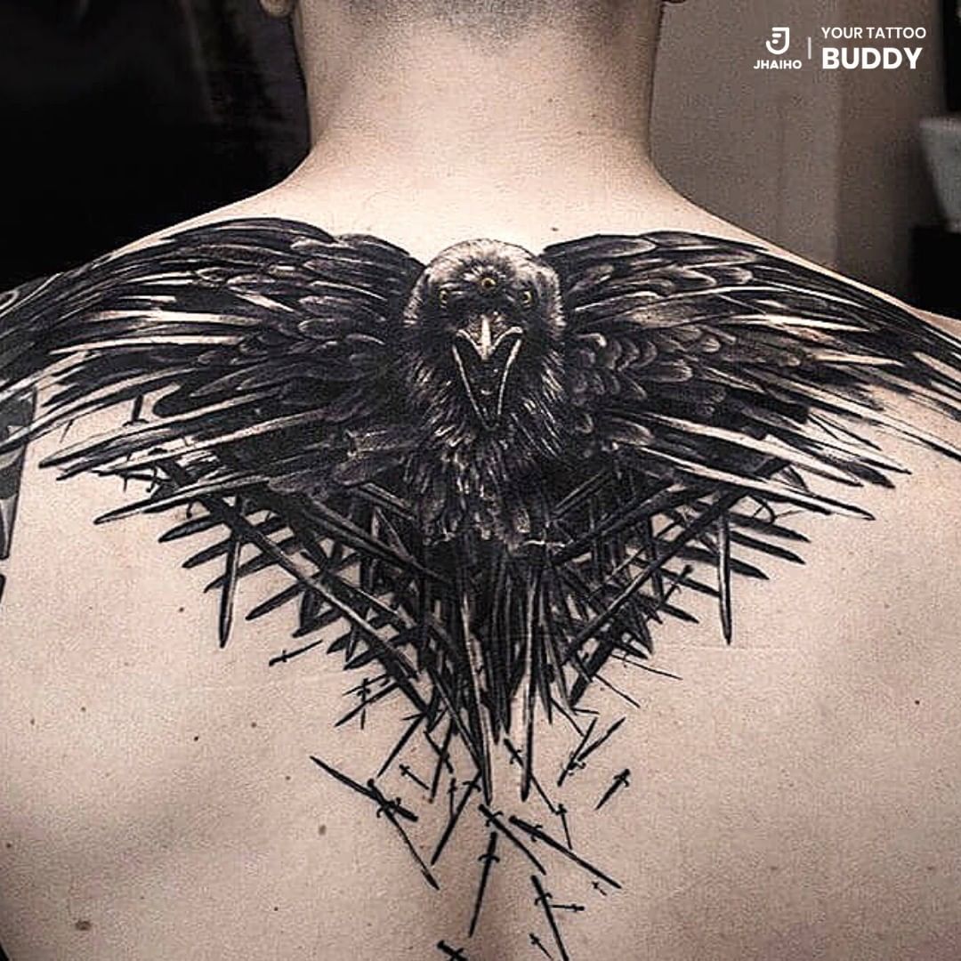 Large Wings Tattoo On Shoulder