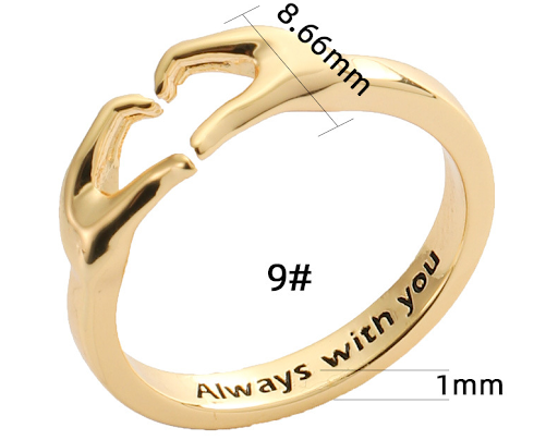 Title 1, "Romantic Hands Than Heart" Couple Rings, symbo...