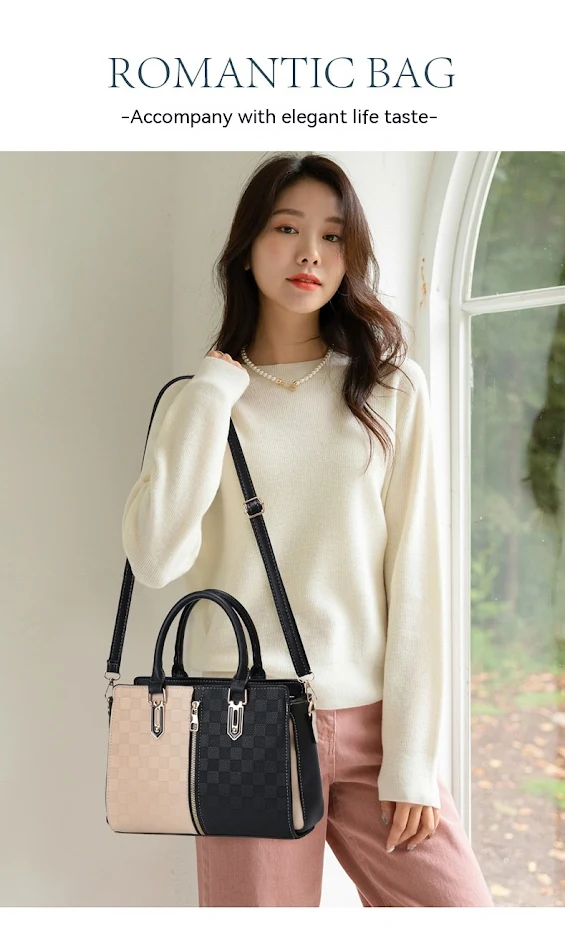 Sac à main femme grande capacité, style coréen tendance, couleur contrastée. Sac à bandoulière et crossbody pour toutes occasions.