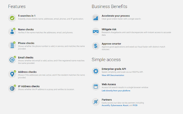 Whitepages Pro for Cybersource chrome extension