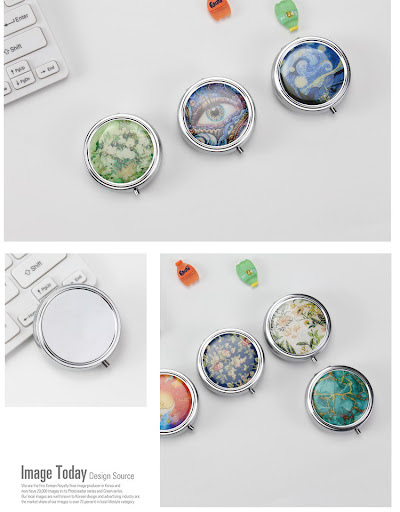 Title 5, Round Storage 3 Grid Metal Small Medicine Box, ...