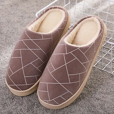 Winter House Shoes Geometric Pattern Print Slippers with Warm Plush for ultimate comfort and warmth. Perfect for cozy da