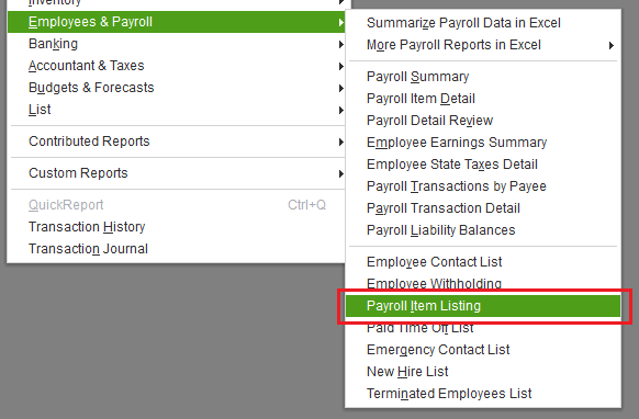 Payroll items