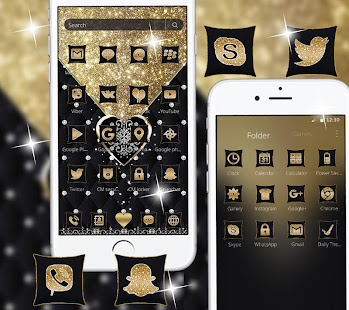 Glitter Gold Black Heart Theme - náhled