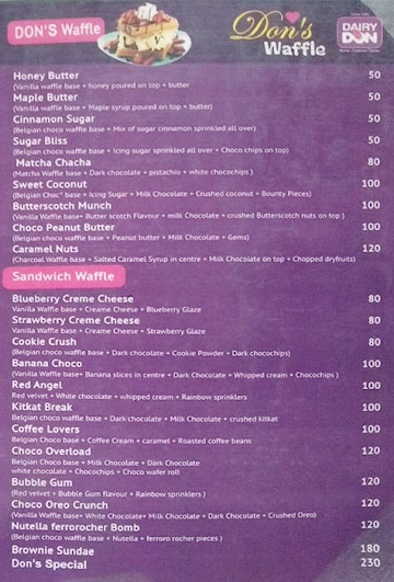 Dairy Don menu 