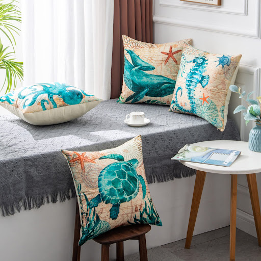 Title 4, Sea Turtle Printed Throw Pillow Cases for Home ...