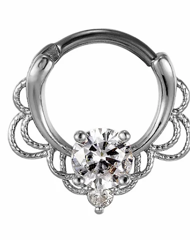 Stainless Steel Opal Nose Ring for - 2