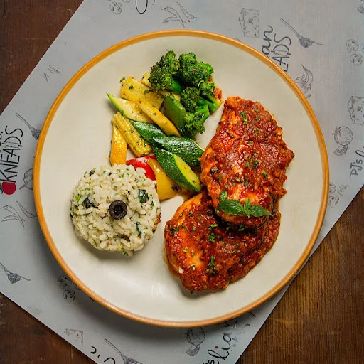 Grilled Arrabiatta Chicken W Risotto Rice & Sauteed Vegetables