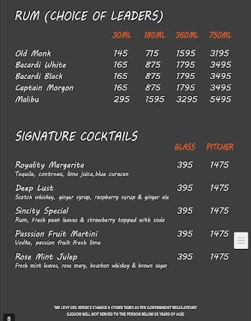 Sincity menu 