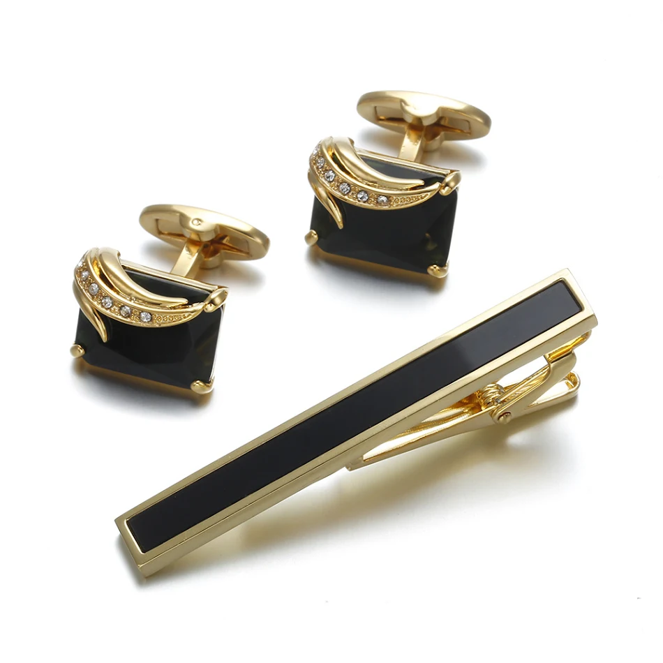 Herenmode stropdasclip en gouden manchetknopen van hoge kwaliteit. Elegantie en stijl voor de moderne gentleman. Perfect cadeau.