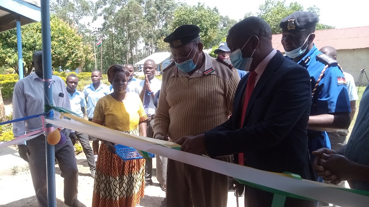 Bungoma County commissioner Samuel Kimiti at Litungu Secondary school in Kanduyi constituency on Monday