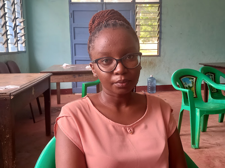 Chairlady of Young Ladies Self-Help Group Mary Kadhoni speaks in an interview at Msambweni Social Hall in Kwale County on Friday, April 12, 2024.