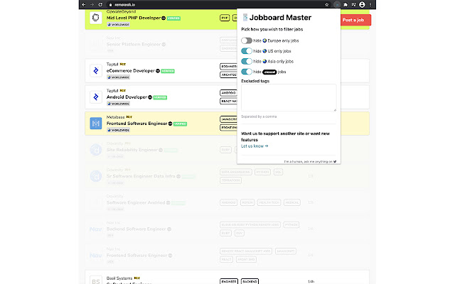 Jobboard Master chrome extension