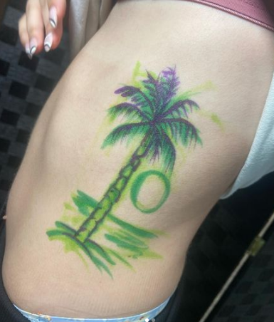 Full Green Palm Tree Tattoo