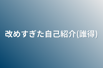 改めすぎた自己紹介(誰得)