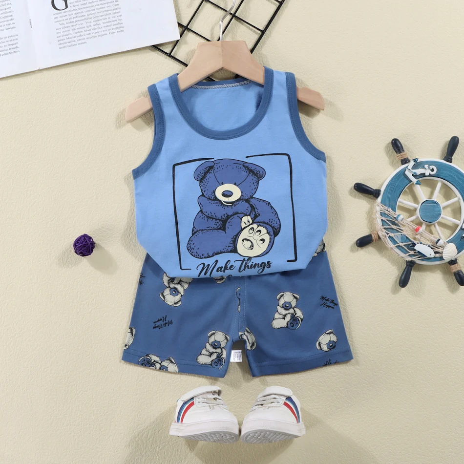 Ensemble Bébé Été en Coton avec Gilet Léger et Confortable Parfait pour la Saison Estivale Respirant et Doux pour la Peau des Enfants