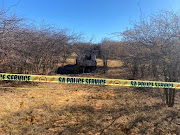 The burnt-out remains of the police vehicle in which Constable Simon Ntsekeletsa and Sergeant Mojalefa Molete were on patrol in when they were murdered.