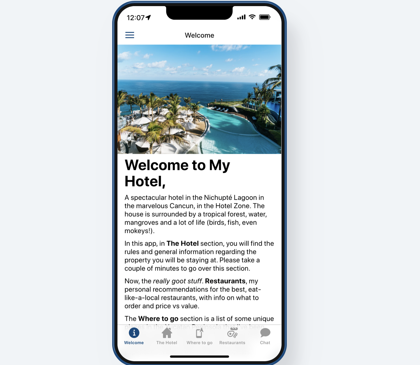 Custom Hotel Glide App Template