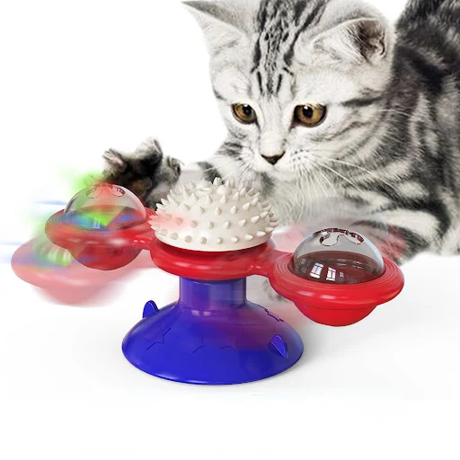 Windmill Cat Toy Interactive Pet Toys for Cats Puzzle Cat Game Toy With Whirligig Turntable for Kitten Brush Teeth Pet S