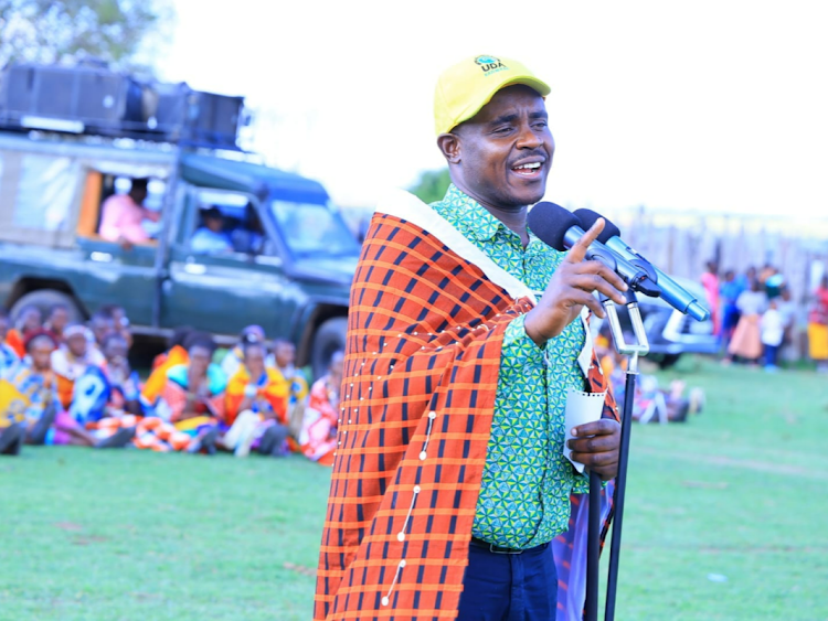 UDA Secretary General Cleophas Malalah speaking in Narok County on Friday, September 22, 2023.